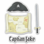 Eenvoudige whimsical Cute Pirate Pet Treasure Map Sticker (Voorkant)