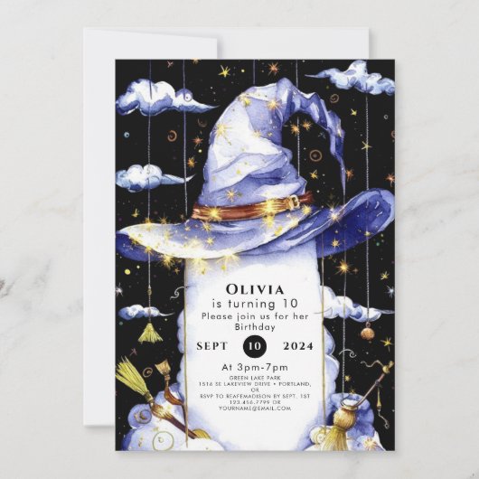 Eenvoudige Whimsical Fun Wizard Verjaardag Kaart (Voorkant)