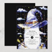 Eenvoudige Whimsical Fun Wizard Verjaardag Kaart (Voorkant / Achterkant)