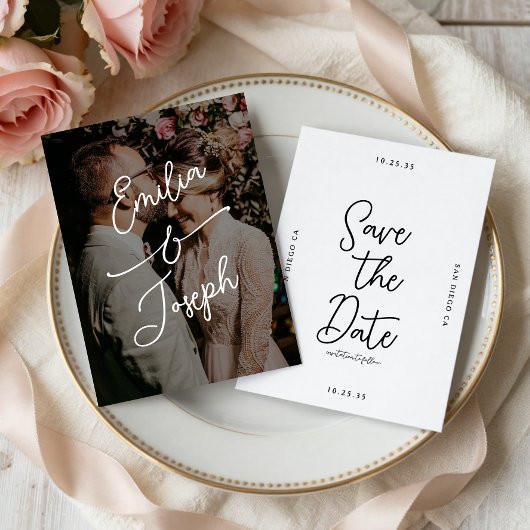 Eenvoudige Whimsical Handgeschreven Bewaar de Datu Save The Date