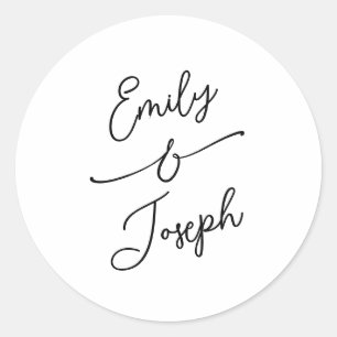Eenvoudige Whimsical Handgeschreven Huwelijk Ronde Sticker