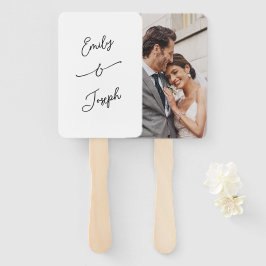 Eenvoudige Whimsical Handgeschreven Trouwfoto  Handwaaier
