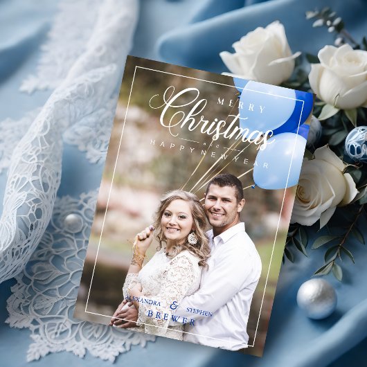 Eenvoudige Whimsical Kerst Script Foto Familie