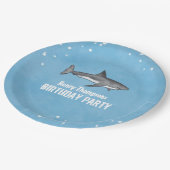 Eenvoudige whimsical Pool Party Sharks Blue Ocean Papieren Bordje (Gekanteld)
