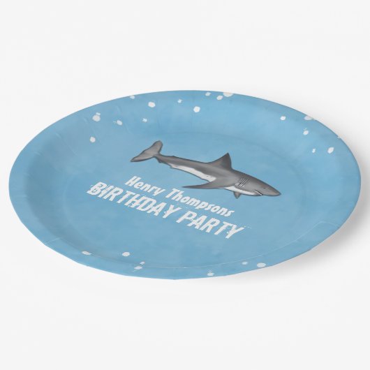Eenvoudige whimsical Pool Party Sharks Blue Ocean Papieren Bordje (Gekanteld)