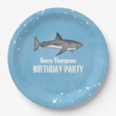 Eenvoudige whimsical Pool Party Sharks Blue Ocean Papieren Bordje (Voorkant)