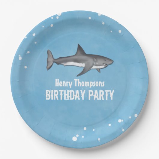 Eenvoudige whimsical Pool Party Sharks Blue Ocean Papieren Bordje (Voorkant)