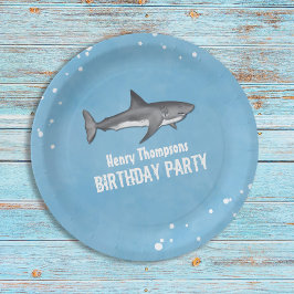 Eenvoudige whimsical Pool Party Sharks Blue Ocean Papieren Bordje