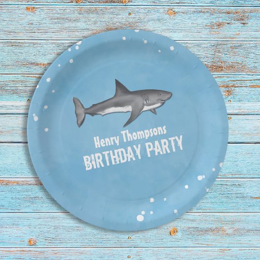 Eenvoudige whimsical Pool Party Sharks Blue Ocean Papieren Bordje
