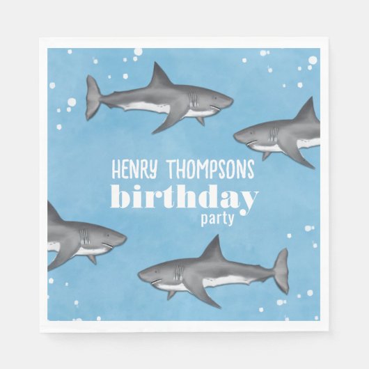 Eenvoudige whimsical Pool Party Sharks Blue Ocean Servet (Voorkant)
