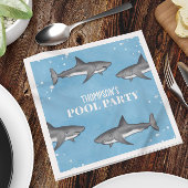 Eenvoudige whimsical Pool Party Sharks Blue Ocean Servet