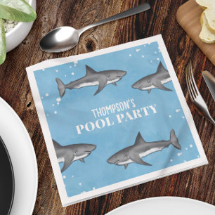 Eenvoudige whimsical Pool Party Sharks Blue Ocean Servet