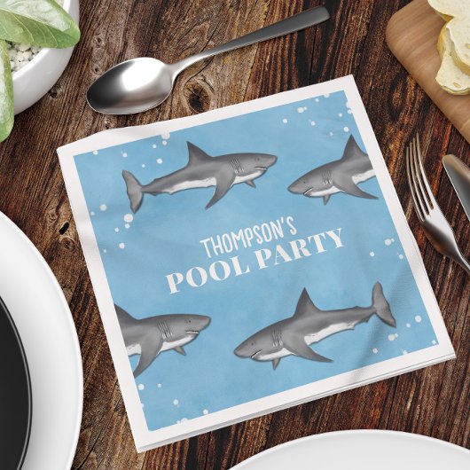 Eenvoudige whimsical Pool Party Sharks Blue Ocean Servet