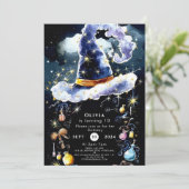 Eenvoudige Whimsy Custom Wizard Verjaardag Kaart (Staand voorkant)