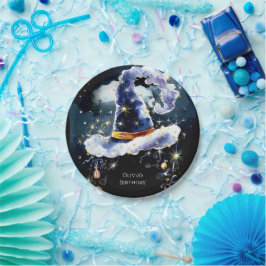Eenvoudige Whimsy Custom Wizard Verjaardag Papieren Bordje