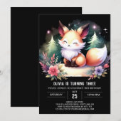 Eenvoudige Whimsy Fox Verjaardag digitaal Kaart (Voorkant / Achterkant)