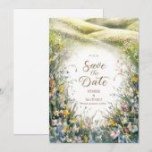 Eenvoudige Whimsy Wildflower bruiloft Save The Date (Voorkant / Achterkant)