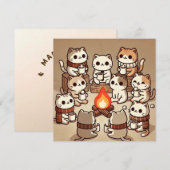 Eenvoudige Whiskers Kampvuur Groeten Kaart (Voorkant / Achterkant)