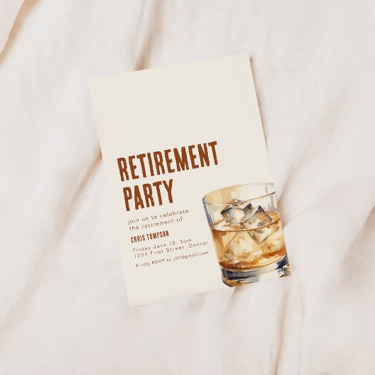 Eenvoudige Whiskey Pensioenfeest Uitnodiging