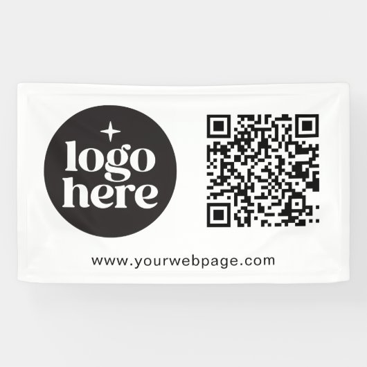 Eenvoudige White Business Logo QR-code Spandoek (Horizontaal)