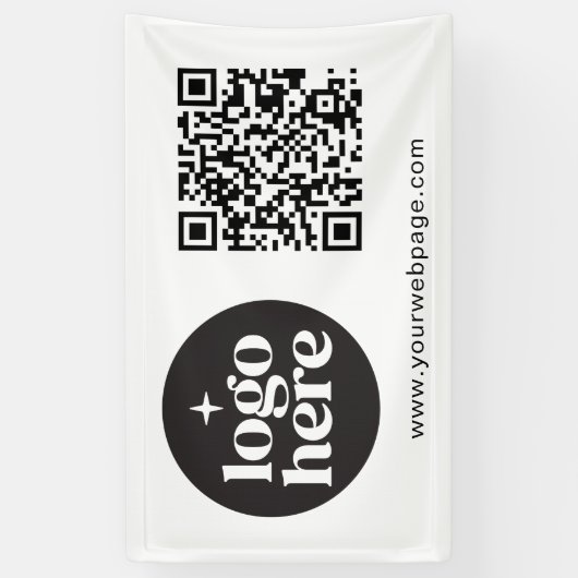 Eenvoudige White Business Logo QR-code Spandoek (Verticaal)