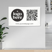 Eenvoudige White Business Logo QR-code Spandoek