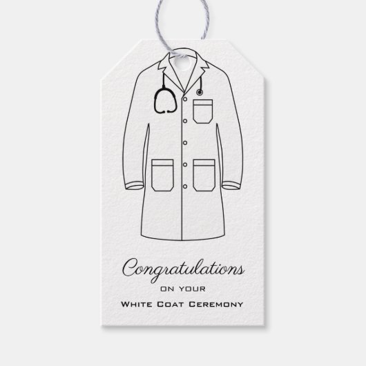 Eenvoudige White Coat Ceremony Gefeliciteerd Cadeaulabel (Voorkant)