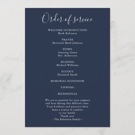 Eenvoudige White Cross Blue Memorial Orde van Serv Programmakaart (Achterkant)