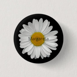Eenvoudige White Daisy Flower op Black Button
