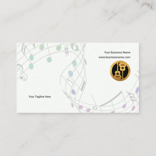 Eenvoudige White Floating Musical Notes Music Teac Visitekaartje (Achterkant)