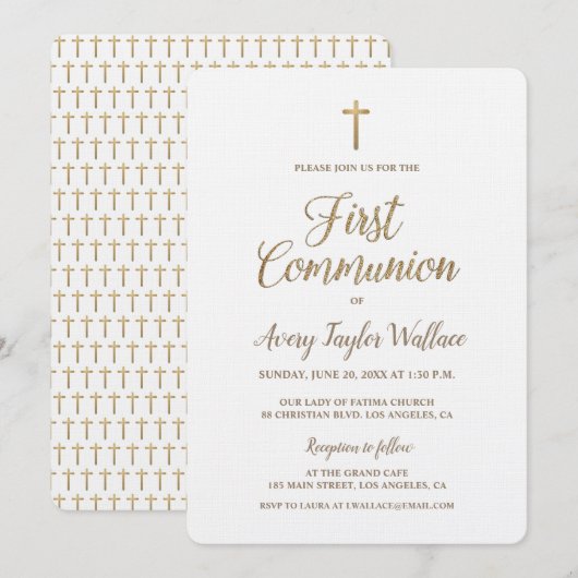 Eenvoudige White Gold Cross Modern First Community Kaart (Voorkant / Achterkant)