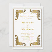 Eenvoudige White Gold Ornament Couples Shower Invi (Voorkant)