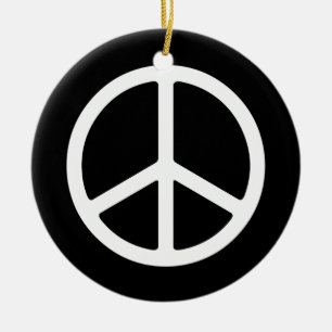 Eenvoudige White Peace Sign-versiering Keramisch Ornament