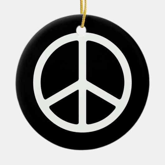 Eenvoudige White Peace Sign-versiering Keramisch Ornament (Voorkant)
