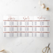 Eenvoudige White Rose Gold Logo Salon Spa prijslij Drieluik Uitnodiging (Binnen)