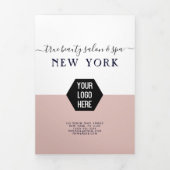 Eenvoudige White Rose Gold Logo Salon Spa prijslij Drieluik Uitnodiging (Cover)