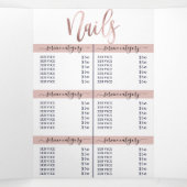 Eenvoudige White Rose Gold Logo Salon Spa prijslij Drieluik Uitnodiging (Binnenkant midden)