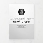 Eenvoudige White Silver Salon Spa Logo prijslijst Drieluik Uitnodiging (Cover)