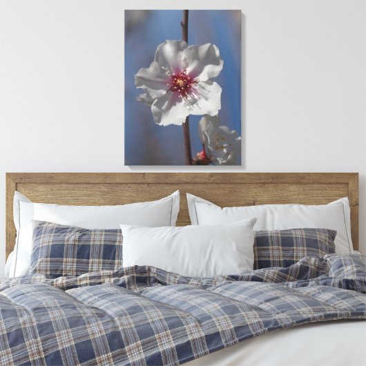 Eenvoudige White Spring Almond Tree Elegant Canvas Afdruk (Insitu (Slaapkamer))