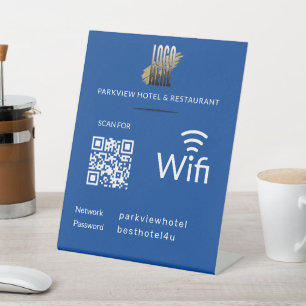 Eenvoudige Wifi Netwerk Wachtwoord QR Code Logo Bl Reclamebord Met Voetstuk