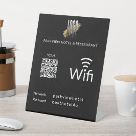 Eenvoudige WiFi-netwerkwachtwoord QR-code zwart Lo Reclamebord Met Voetstuk