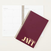 Eenvoudige wijn en perzik Monogram 2026 Planner (Display)