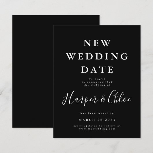 Eenvoudige wijziging van de huwelijksdatum save the date (Voorkant / Achterkant)