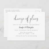 Eenvoudige wijziging van plannen Huwelijksuitstel Uitnodiging Briefkaart (Voorkant / Achterkant)