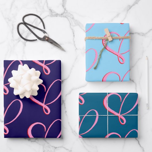 Eenvoudige wikkelpapier plat vel set van 3 (Voorkant)