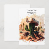 Eenvoudige Wild West Cowboy Verjaardag Bedankkaart (Voorkant / Achterkant)
