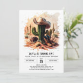 Eenvoudige Wild West Cowboy Verjaardag Kaart (Staand voorkant)