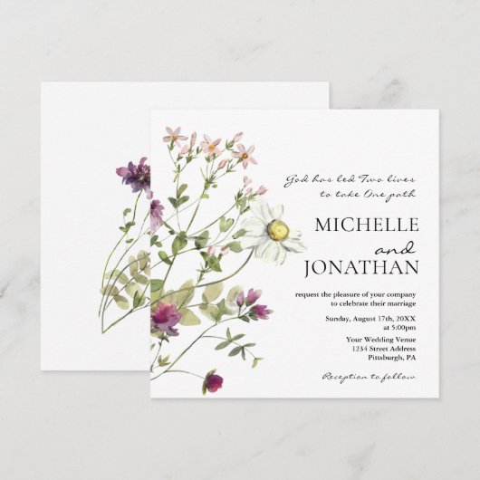 Eenvoudige Wildbloemen bloementuin Christelijke br Kaart (Voorkant / Achterkant)