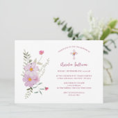 Eenvoudige Wildbloemen Boeket Doop Kaart (Staand voorkant)