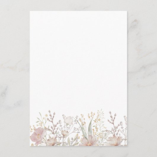 Eenvoudige Wildbloemen Boho Bruiloft Details Informatiekaartje (Achterkant)